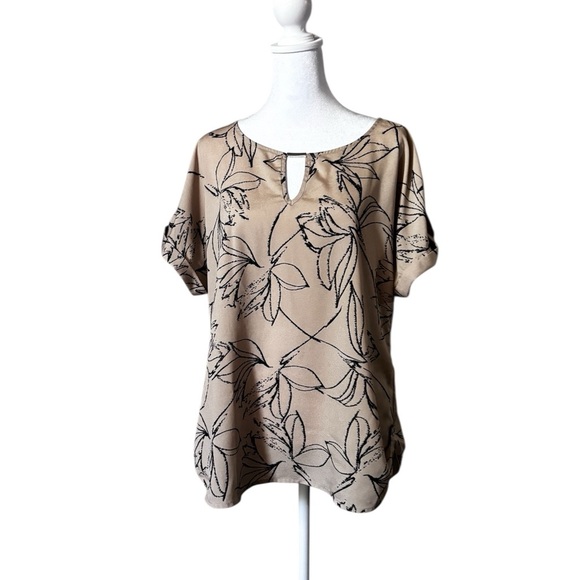 Calvin Klein Tops - Calvin Klein Tan Floral Blouse